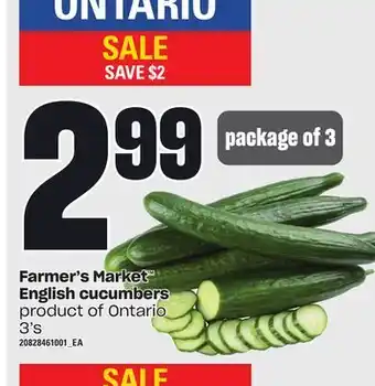 Loblaws Farmer's market english cucumbers offer