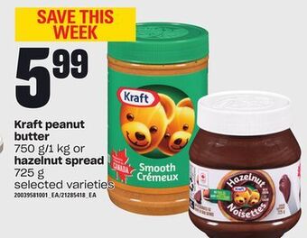 Loblaws Kraft peanut butter 750 g/1 kg or hazelnut spread 725 g offer