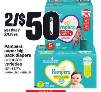 Loblaws Pampers super big pack diapers,42-112's offer