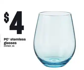 Loblaws Pc® stemless glasses offer