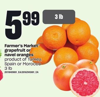 Loblaws Farmer's market grapefruit or navel oranges, 3 lb offer