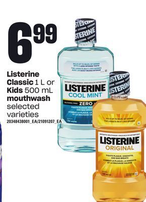 Loblaws Listerine classic 1 l or kids 500 ml mouthwash offer