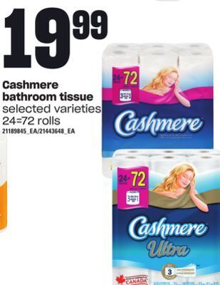 Loblaws Cashmere bathroom tissue, 24=72 rolls offer