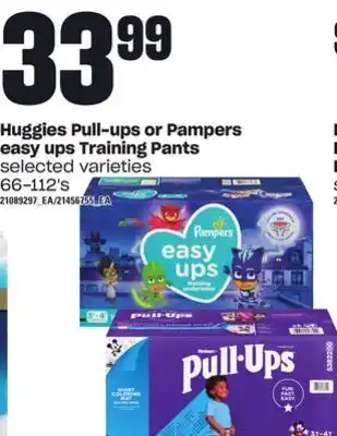 Loblaws Huggies pull-ups or pampers easy ups training pants, 66-112's offer