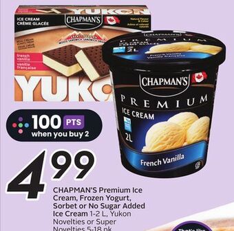 Sobeys Chapman's premium ice cream, frozen yogurt, sorbet or no sugar added ice cream offer