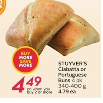 Sobeys Stuyver's ciabatta or portuguese buns offer