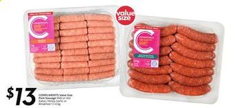 Sobeys Compliments value size pork sausage offer
