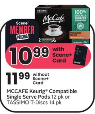 Sobeys Mccafe keurig® compatible single serve pods offer