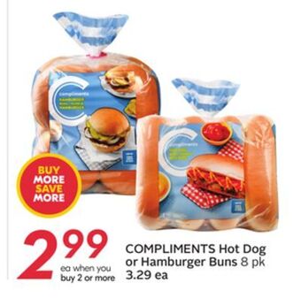 Sobeys Compliments hot dog or hamburger buns offer
