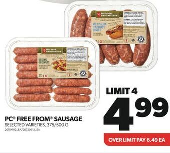Real Canadian Superstore Pc® free from® sausage, 375/500 g offer