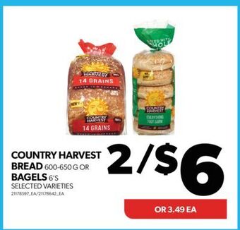 Real Canadian Superstore Country harvest bread, 600-650 g or bagels, 6's offer