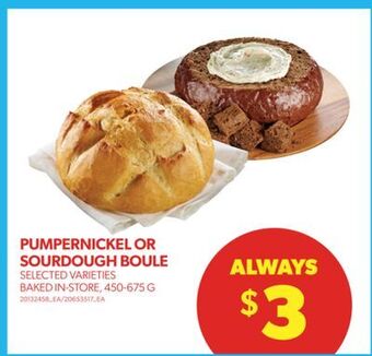 Pumpernickel or sourdough boule, 450-675 g