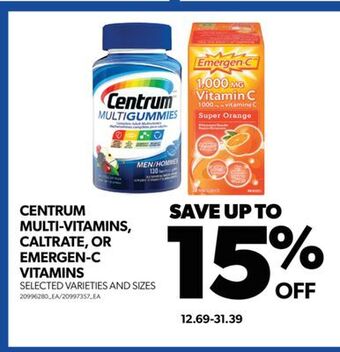 Real Canadian Superstore Centrum multi-vitamins, caltrate, or emergen-c vitamins offer