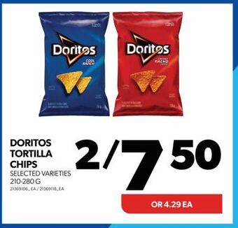 Real Canadian Superstore Doritos tortilla chips, 210-280 g offer