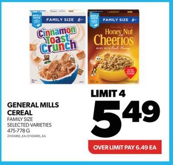 Real Canadian Superstore General mills cereal, 475-778 g offer