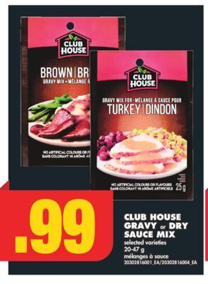 No Frills Club house gravy or dry sauce mix, 20-47 g offer