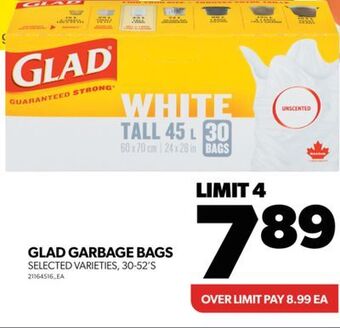 Real Canadian Superstore Glad garbage bags, 30-52's offer