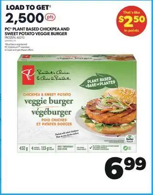 Real Canadian Superstore Pc® plant based chickpea and sweet potato veggie burger, 452 g offer