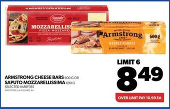 Real Canadian Superstore Armstrong cheese bars 600 g or saputo mozzarellissima 690 g offer