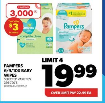Real Canadian Superstore Pampers 6/9/10x baby wipes, 336-720's offer
