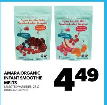 Real Canadian Superstore Amara organic infant smoothie melts, 23 g offer