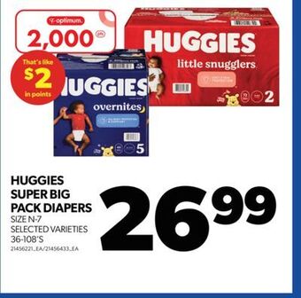 Real Canadian Superstore Huggies super big pack diapers, 36-108's offer