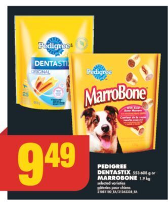 No Frills Pedigree dentastix 553-608 g or marrobone 1.9 kg offer