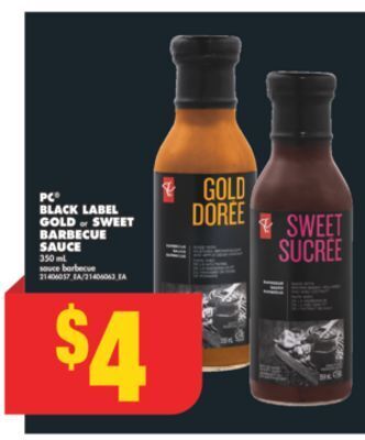No Frills Pc® black label gold or sweet barbecue sauce, 350 ml offer