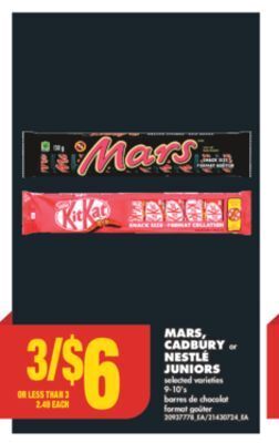 No Frills Mars, cadbury or nestlé juniors, 9-10's offer