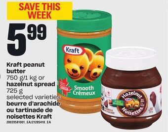 Independent Grocer Kraft peanut butter, 750 g/1 kg or hazelnut spread, 725 g offer