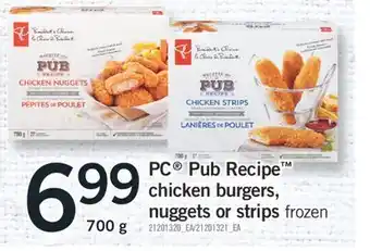 Fortinos Pc® pub recipe chicken burgers, nuggets or strips, 700 g offer