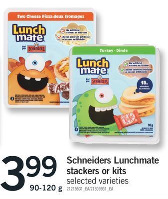 Fortinos Schneiders lunchmate stackers or kits, 90-120 g offer