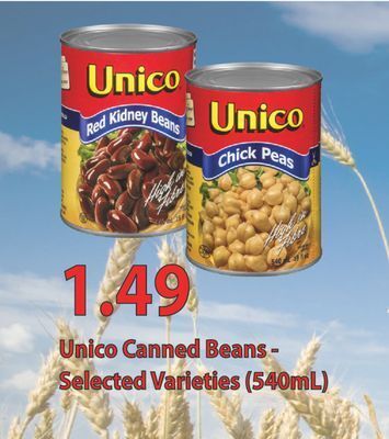 Fortinos Unico canned beans, 540ml offer