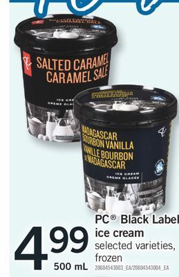 Fortinos Pc® black label ice cream, 500 ml offer