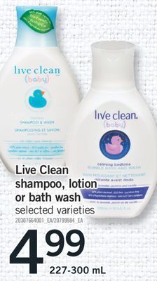 Fortinos Live clean shampoo, lotion or bath wash offer
