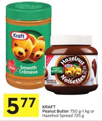 Foodland Kraft peanut butter 750 g - 1 kg or hazelnut spread 725 g offer