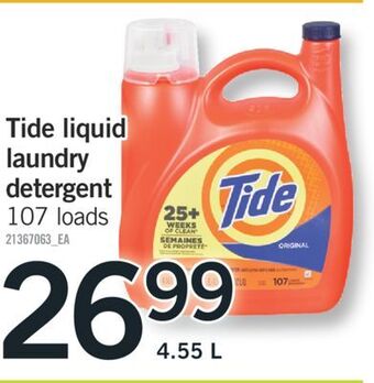 Fortinos Tide liquid laundry detergent offer