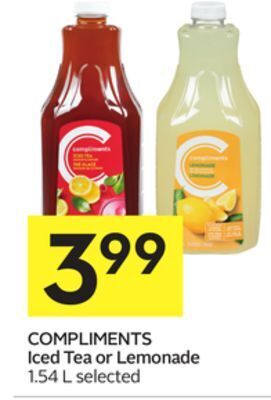 Foodland Compliments iced tea or lemonade 1.54 l selected offer