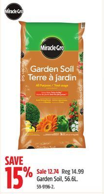 Canadian Tire Miracle-gro garden soil, 56.6l. offer