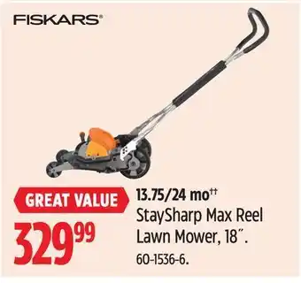 Canadian Tire Fiskars staysharp max reel lawn mower, 18˝ offer