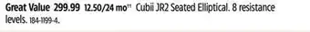 Canadian Tire Cubii jr2 seated elliptical 8 resistance levels offer