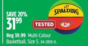 Canadian Tire Spalding multi-colour basketball, size 5 offer