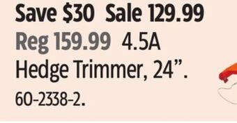 Canadian Tire Worx 4.5a hedge trimmer, 24 offer