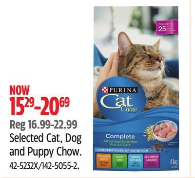 Canadian Tire Purina selected cat, dog and puppy chow offer