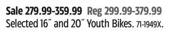 Canadian Tire Raleigh selected 16 and 20 youth bikes offer