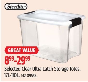 Canadian Tire Sterilite selected clear ultra latch storage totes offer