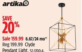 Canadian Tire Artika clyde pendant light offer