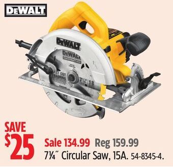 Canadian Tire Dewalt 7 1⁄4˝ circular saw, 15a offer