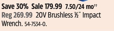 Canadian Tire Mastercraft 20v brushless 1⁄2 impact wrench offer