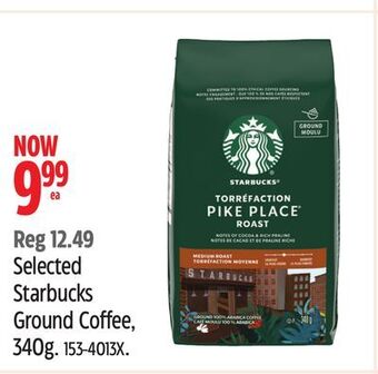 Canadian Tire Starbucks selected starbucks ground coffee,340g offer